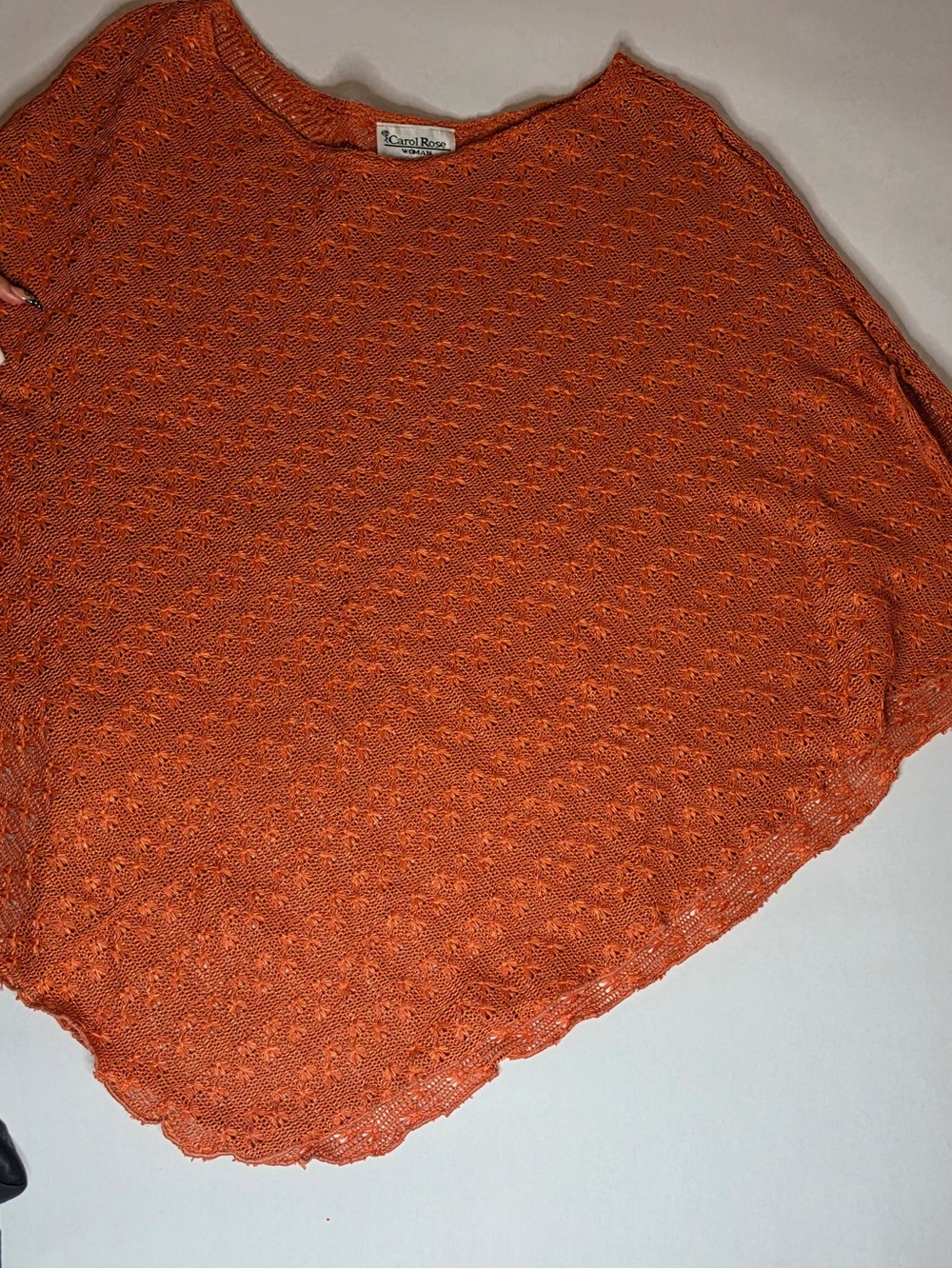 Carol Rose Coral-Orange Crochet Knit Top